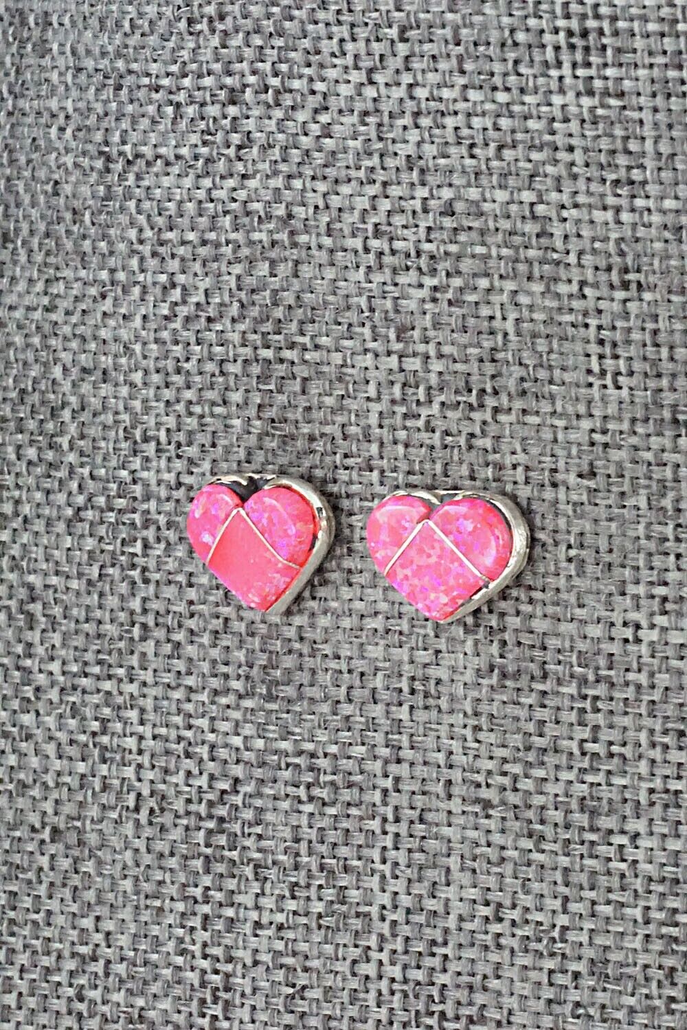 Opalite & Sterling Silver Inlay Earrings - Linda Chavez