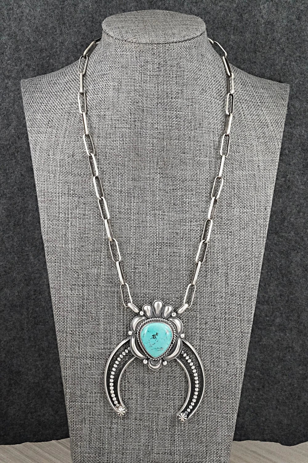 Turquoise & Sterling Silver Necklace - Raymond Delgarito