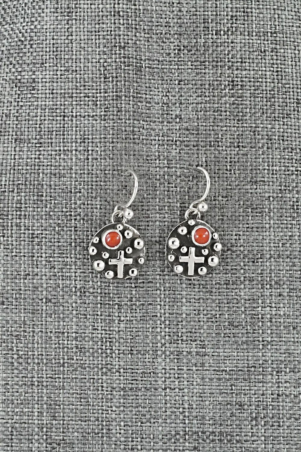 Coral & Sterling Silver Earrings - Akee Douglas