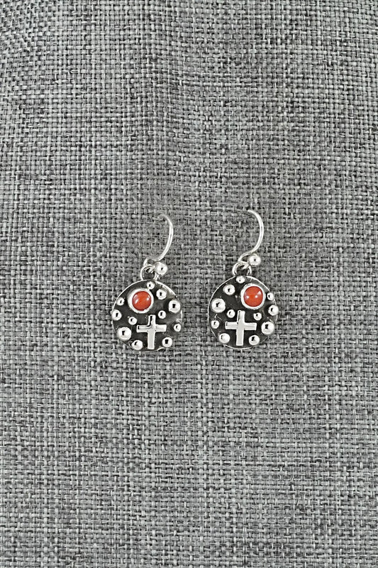 Coral & Sterling Silver Earrings - Akee Douglas