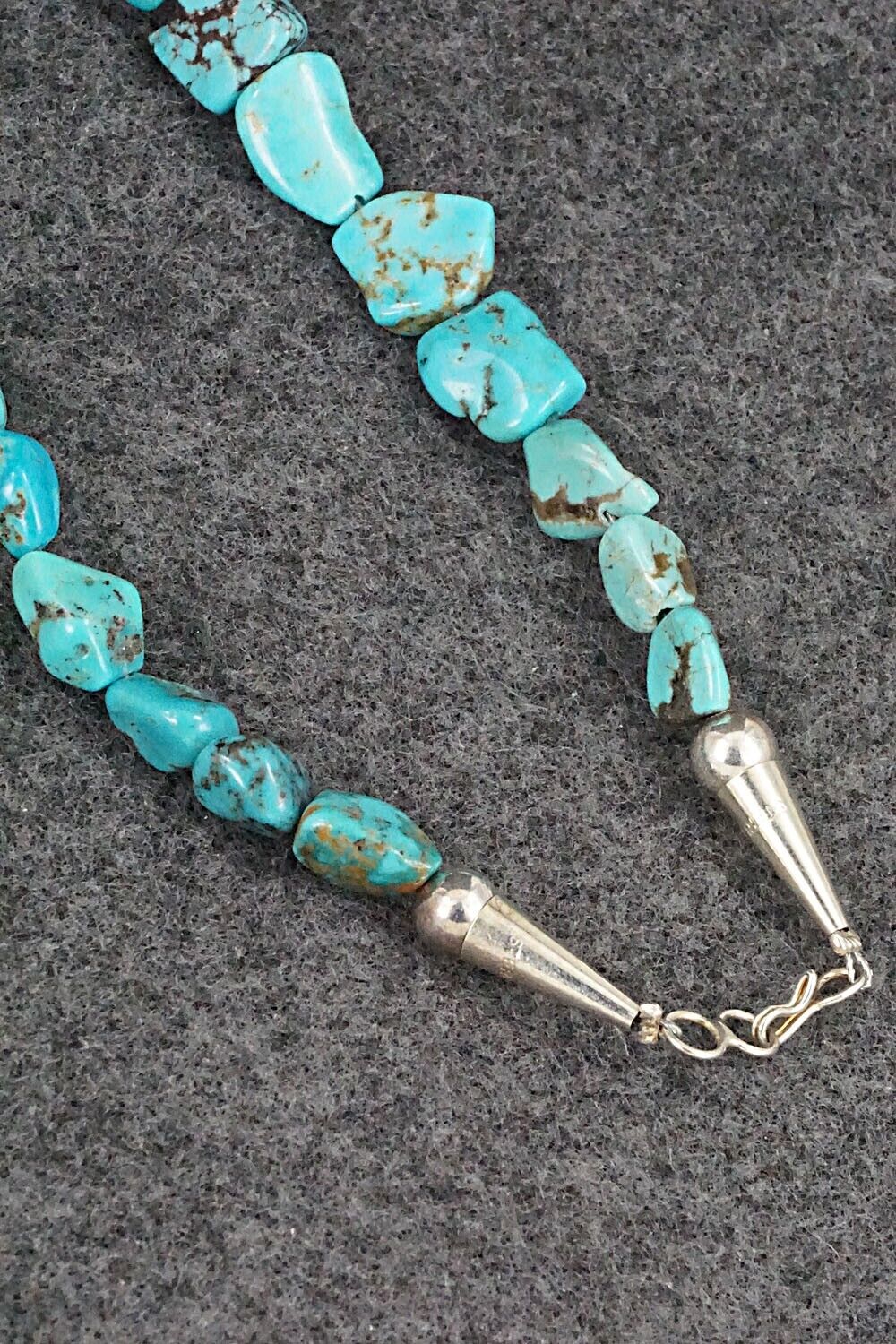 Turquoise & Sterling Silver Necklace 49" - Doreen Jake