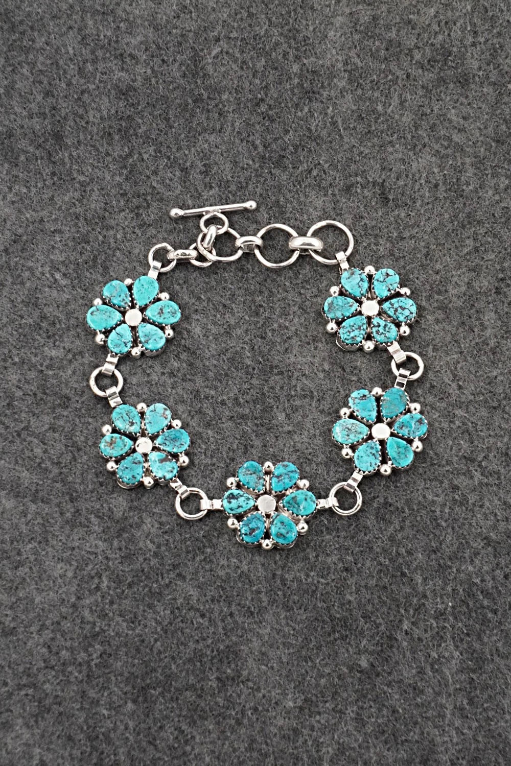 Turquoise & Sterling Silver Link Bracelet - Anthony Brown