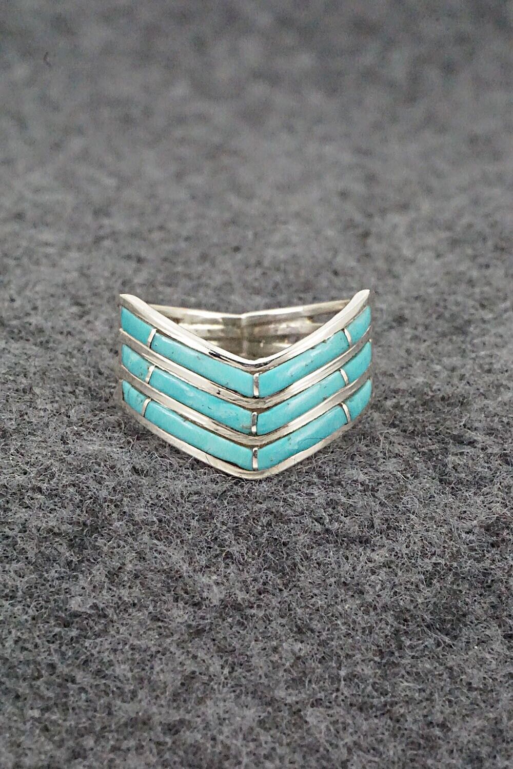 Turquoise & Sterling Silver Ring - Andrew Enrico - Size 8.5