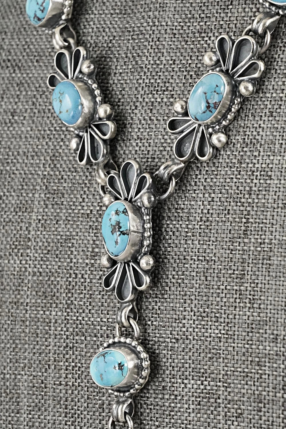 Turquoise & Sterling Silver Necklace and Earrings Set - Darrin Livingston