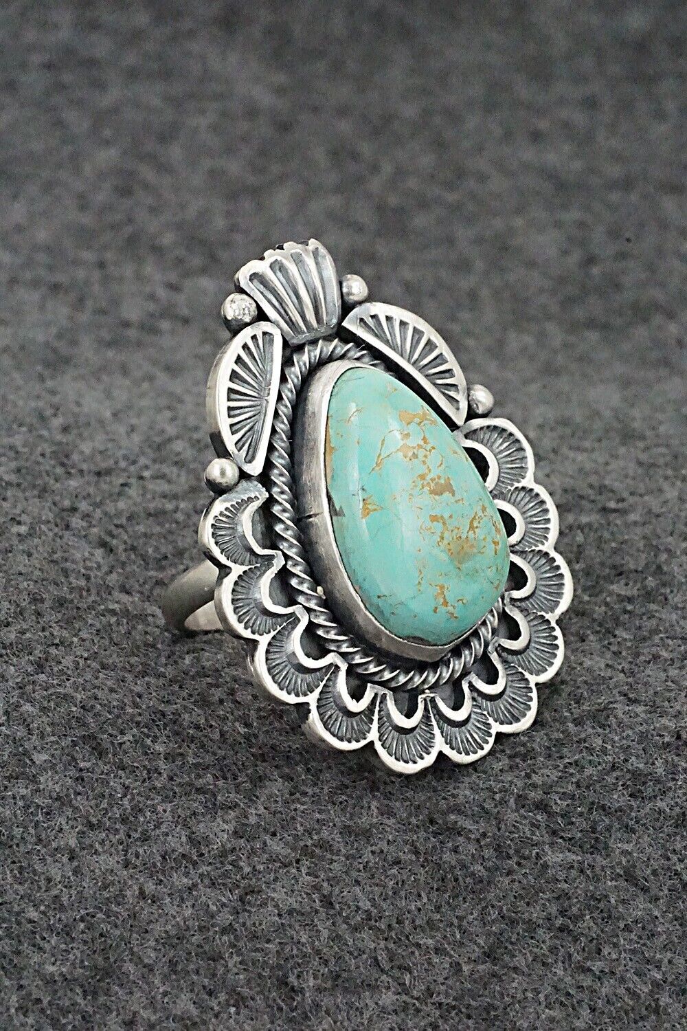 Turquoise & Sterling Silver Ring - Mark Yazzie - Size 9 Adj.