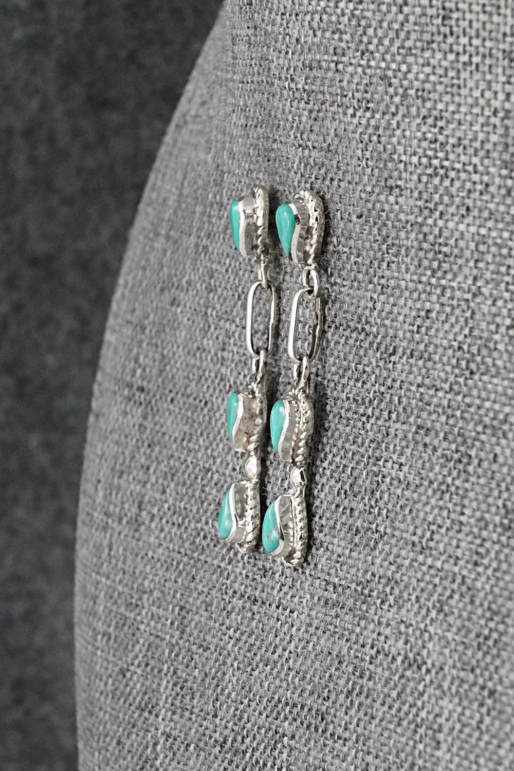 Turquoise & Sterling Silver Earrings - Carol Lateyice