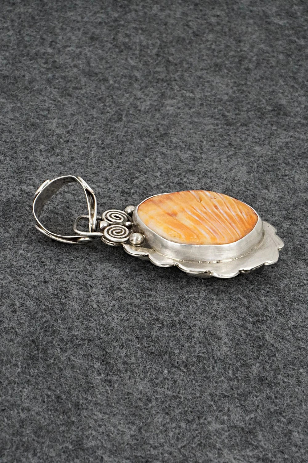 Turquoise, Spiny Oyster & Sterling Silver Pendant - Priscilla Reeder