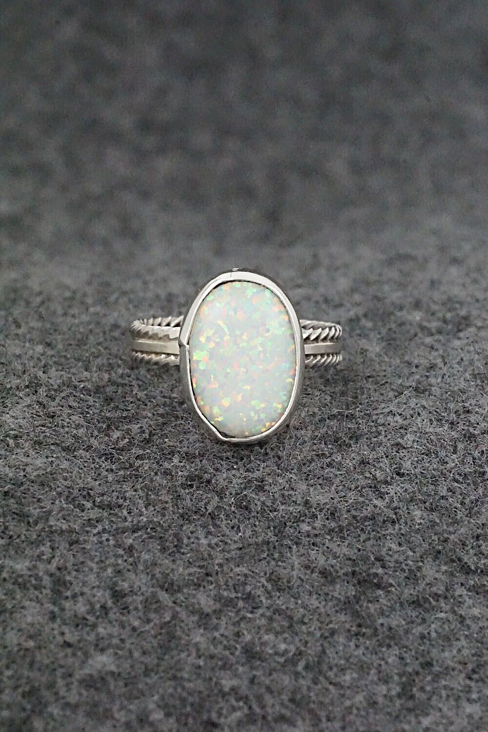 Opalite & Sterling Silver Ring - Isabelle Yazzie - Size 8.5