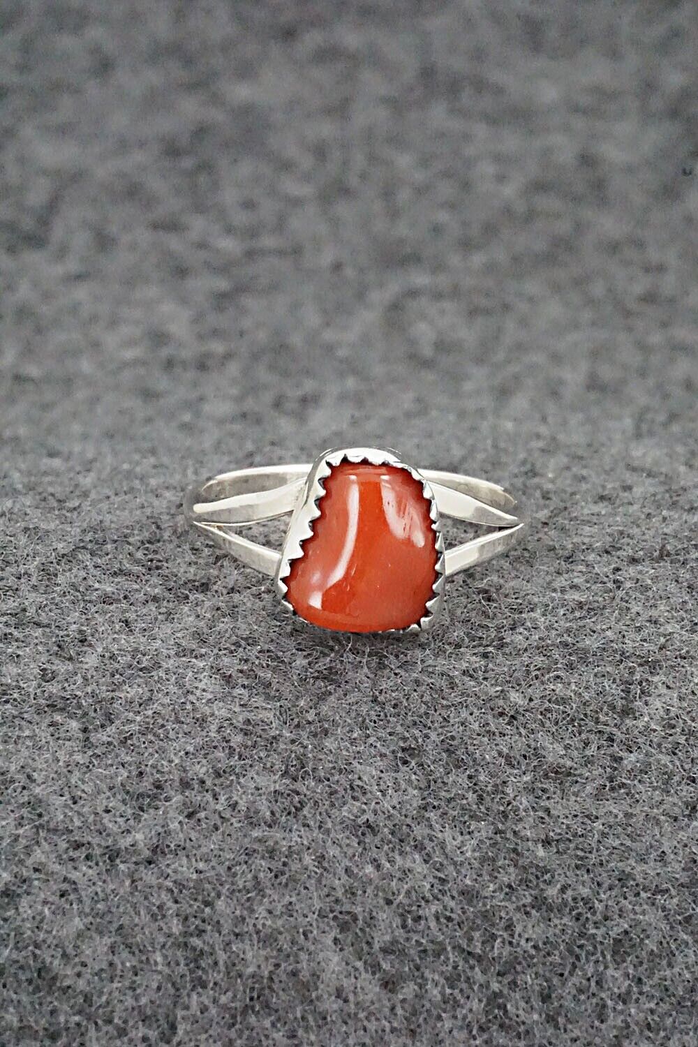 Coral & Sterling Silver Ring - Letricia Largo - Size 8.25