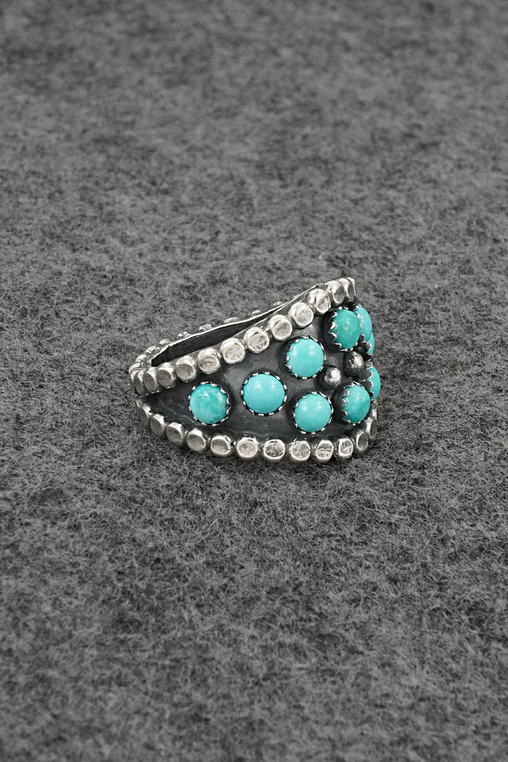 Turquoise & Sterling Silver Ring - Kenny Lonjose - Size 9.5