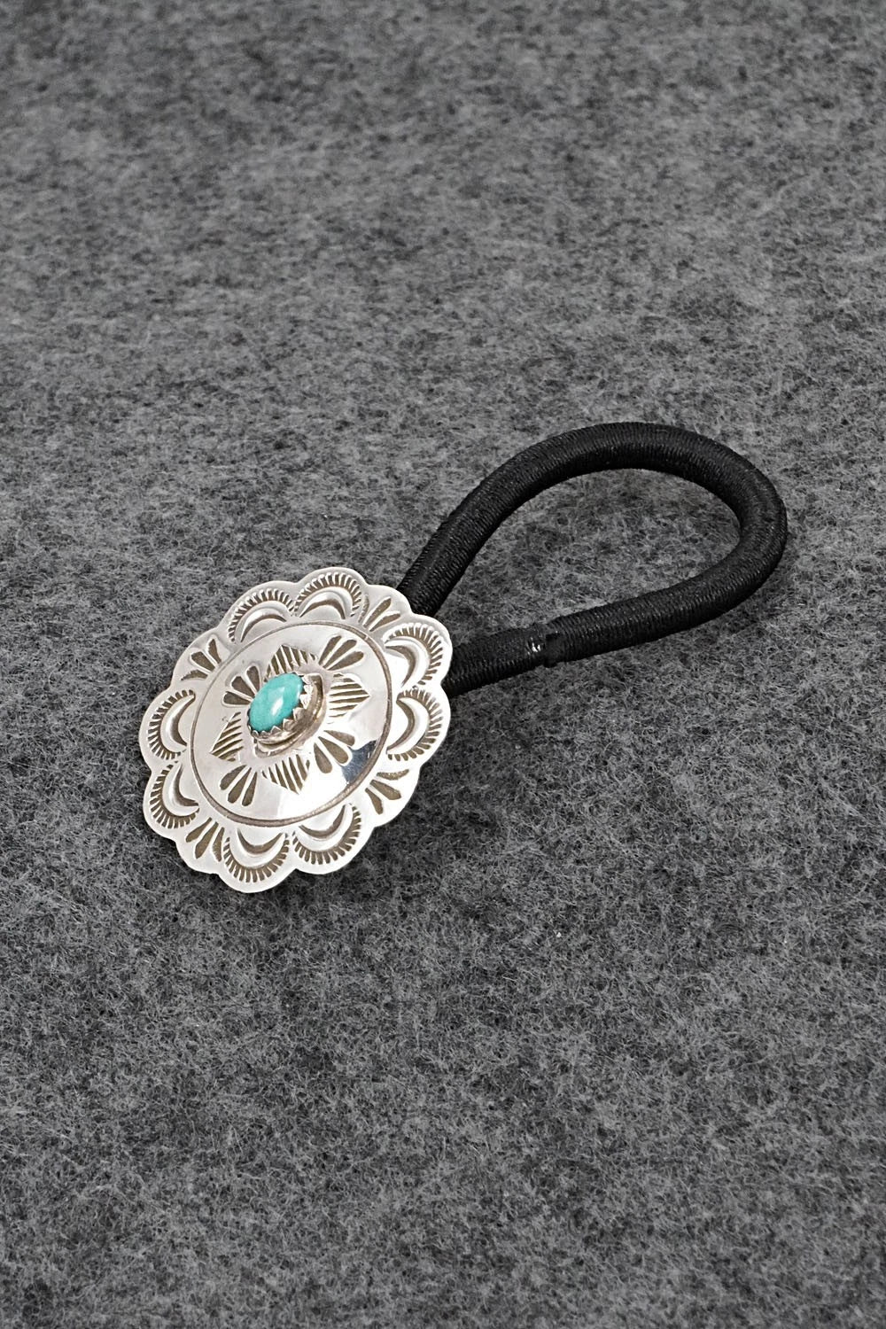 Turquoise & Sterling Silver Hair Tie - Bertha Begay