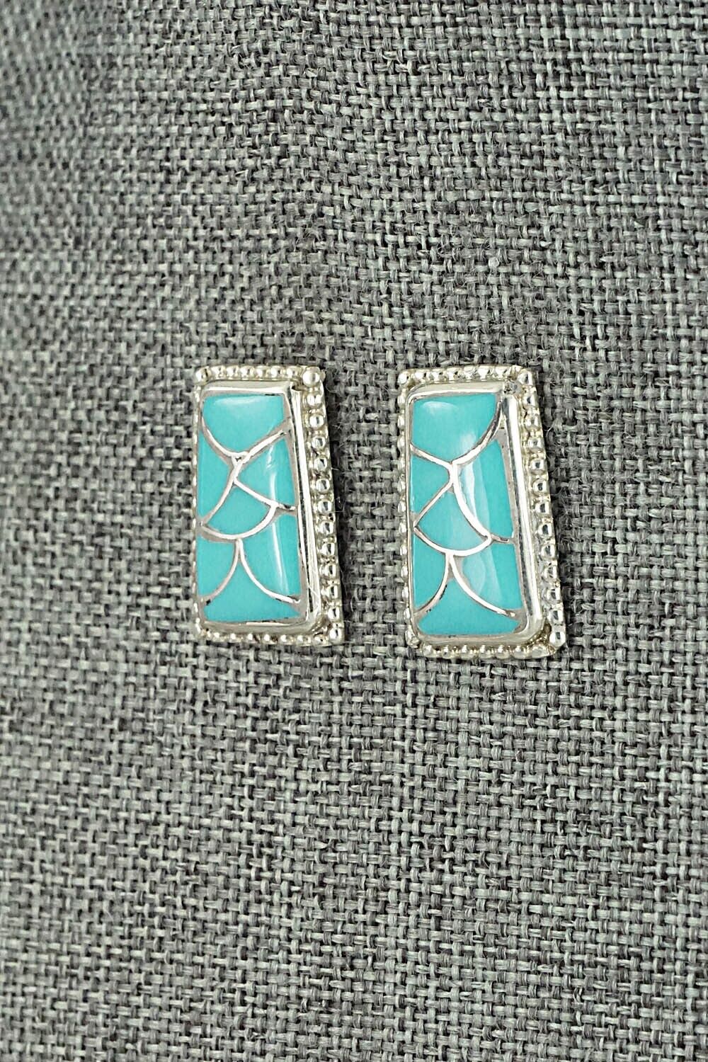 Turquoise & Sterling Silver Earrings - Karlene Seowtewa