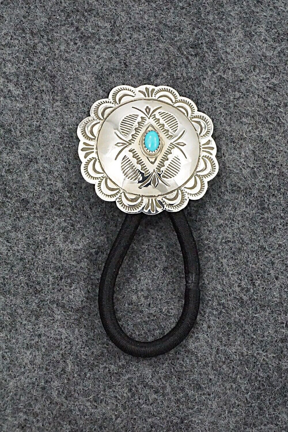 Turquoise & Sterling Silver Hair Tie - Bertha Begay