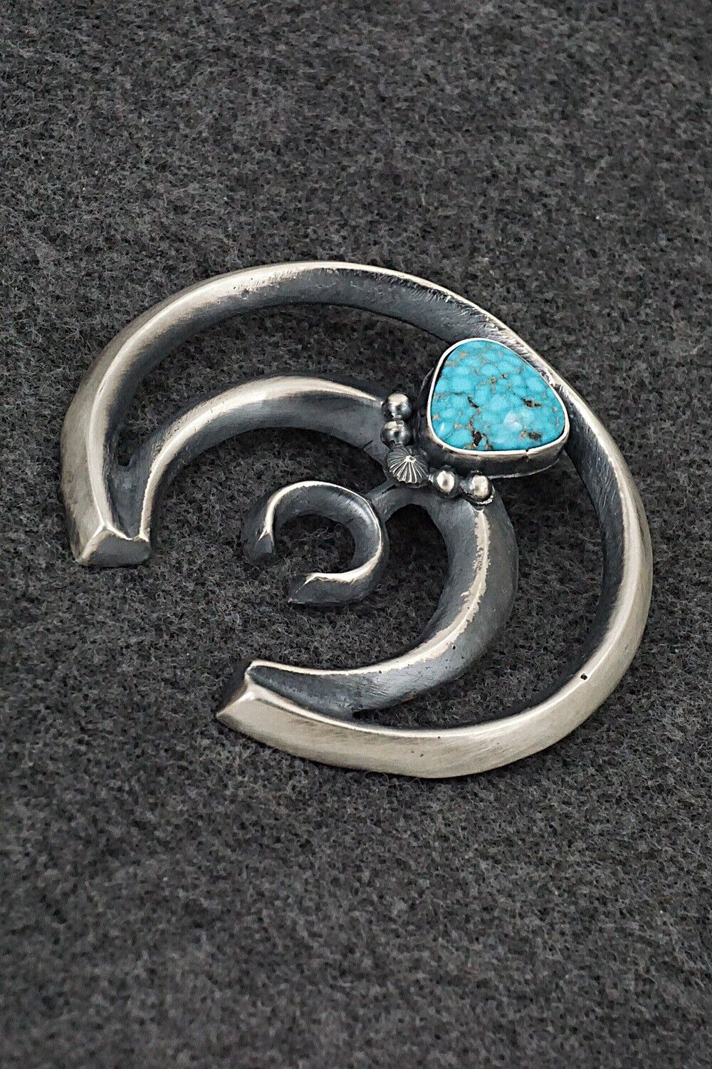 Turquoise & Sterling Silver Naja Pendant - Harrison Bitsue