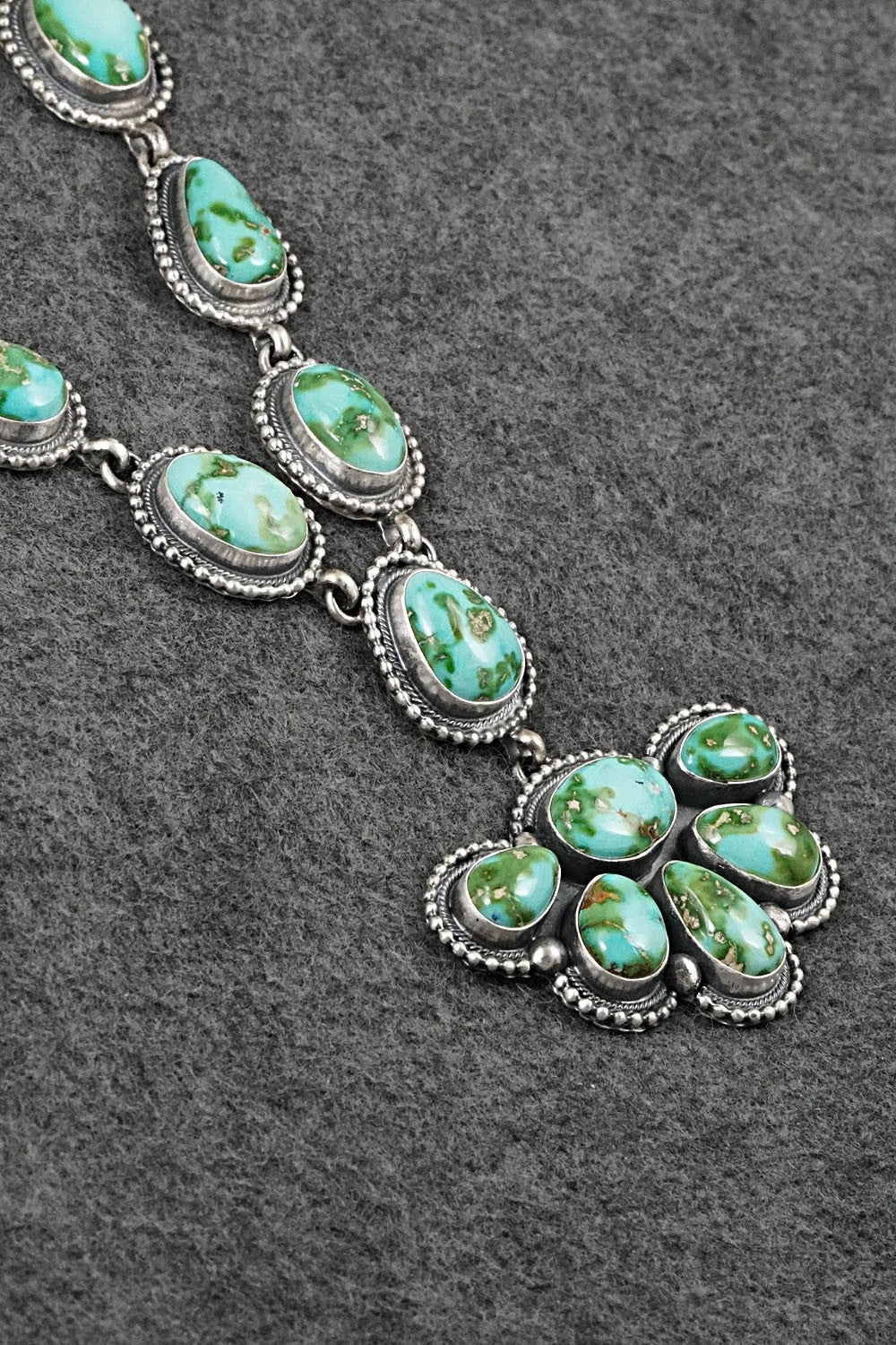 Turquoise & Sterling Silver Necklace and Earrings Set - Darrin Livingston