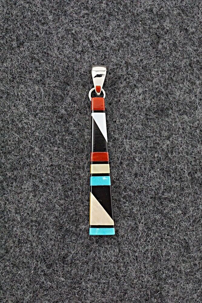 Multi Stone & Sterling Silver Pendant - Madarrel Kallestewa