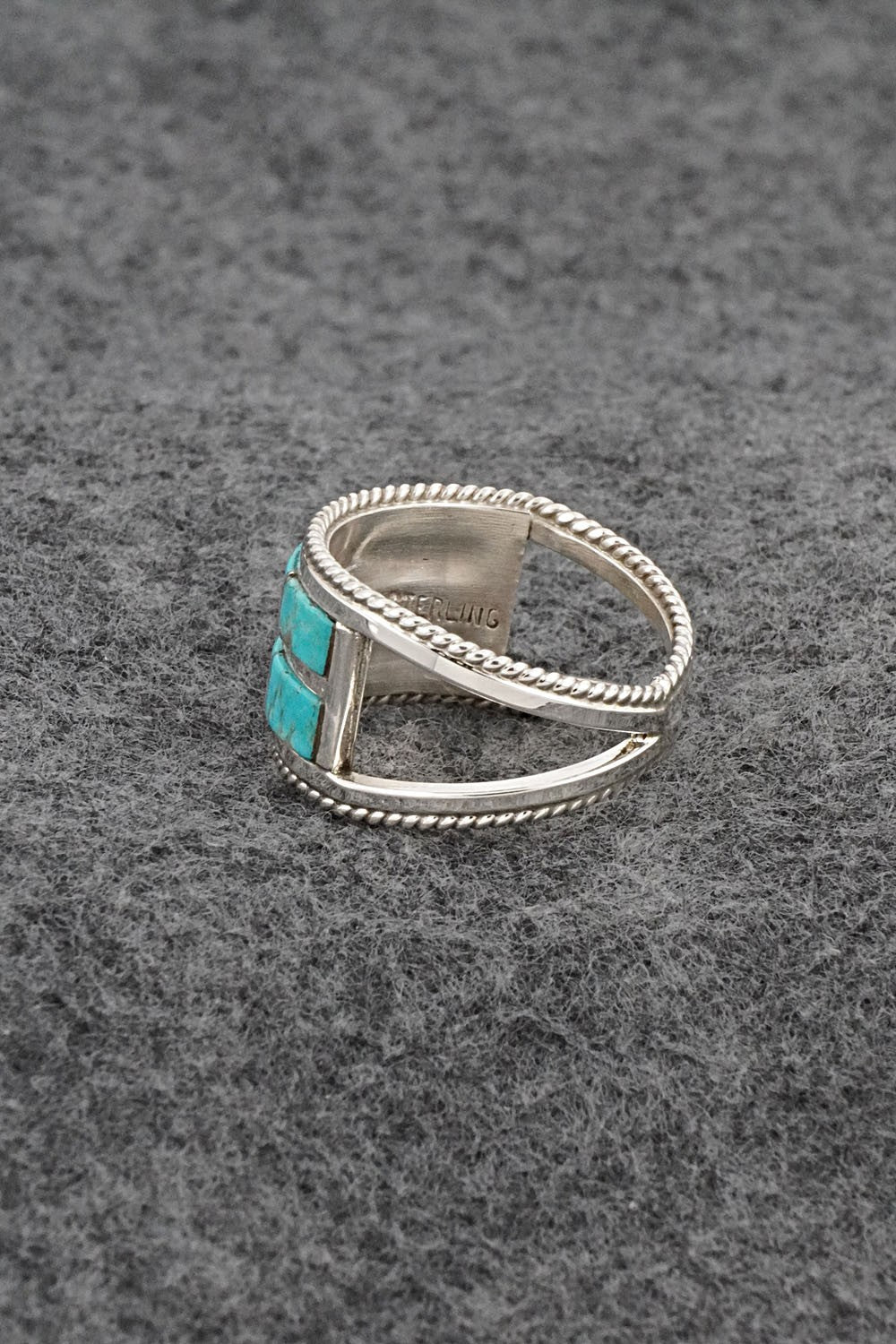 Turquoise & Sterling Silver Ring - Bruce Johnson - Size 9