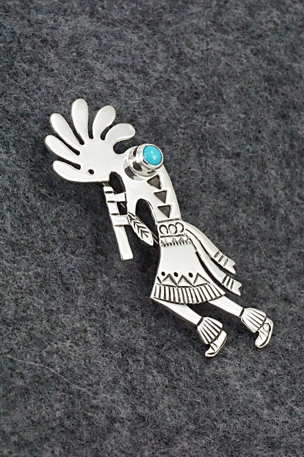 Turquoise & Sterling Silver Pin - Fred Guerro