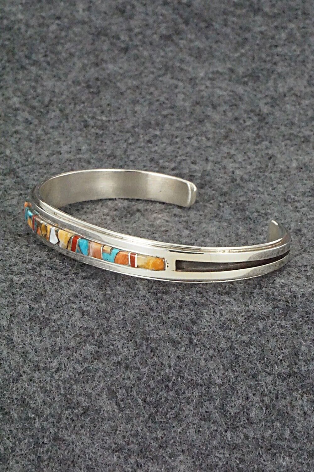 Turquoise, Coral, Spiny Oyster & Sterling Silver Bracelet - Wilbert Muskett Jr.