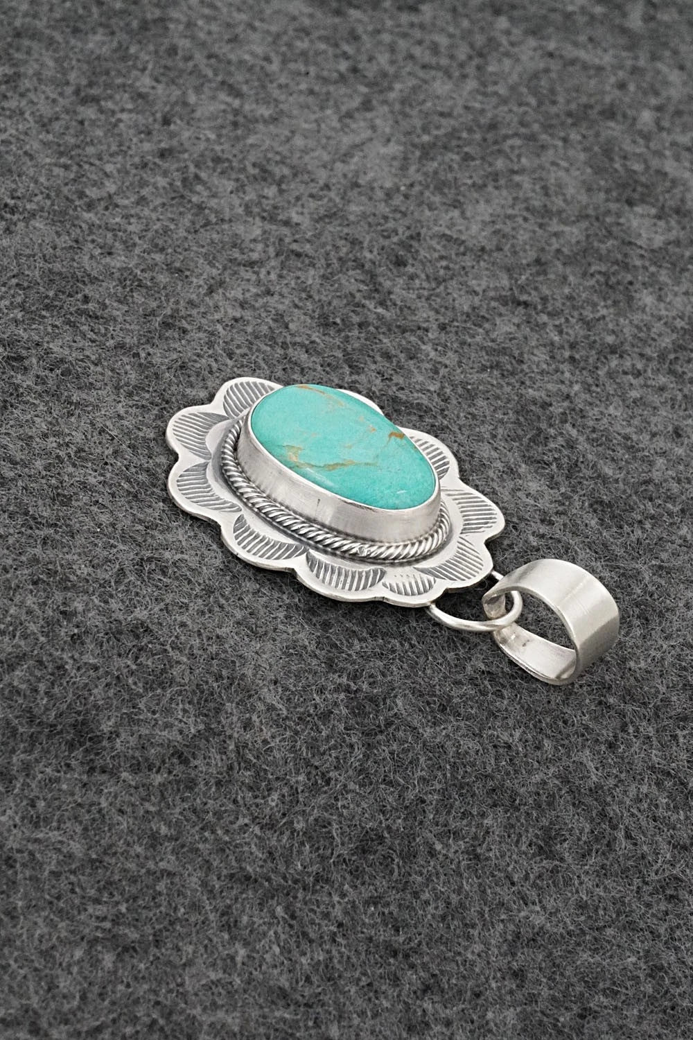 Turquoise & Sterling Silver Pendant - Cordell Platero