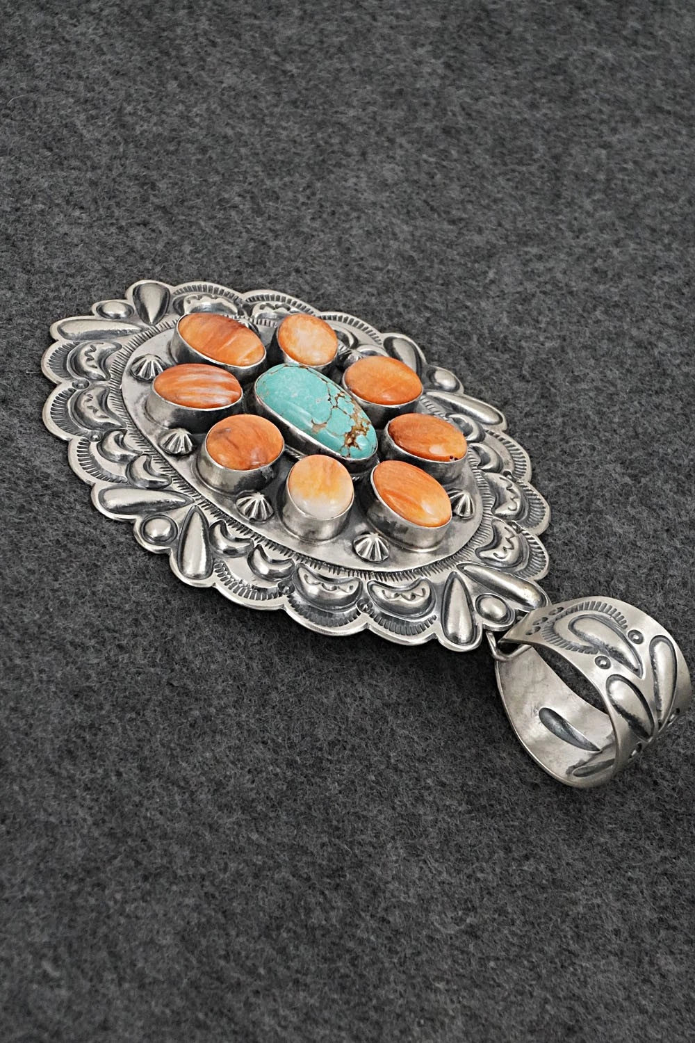 Turquoise, Spiny Oyster & Sterling Silver Pendant - Randy Boyd