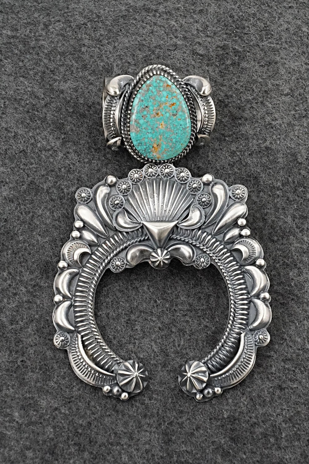Turquoise & Sterling Silver Naja Pendant - Delbert Gordon