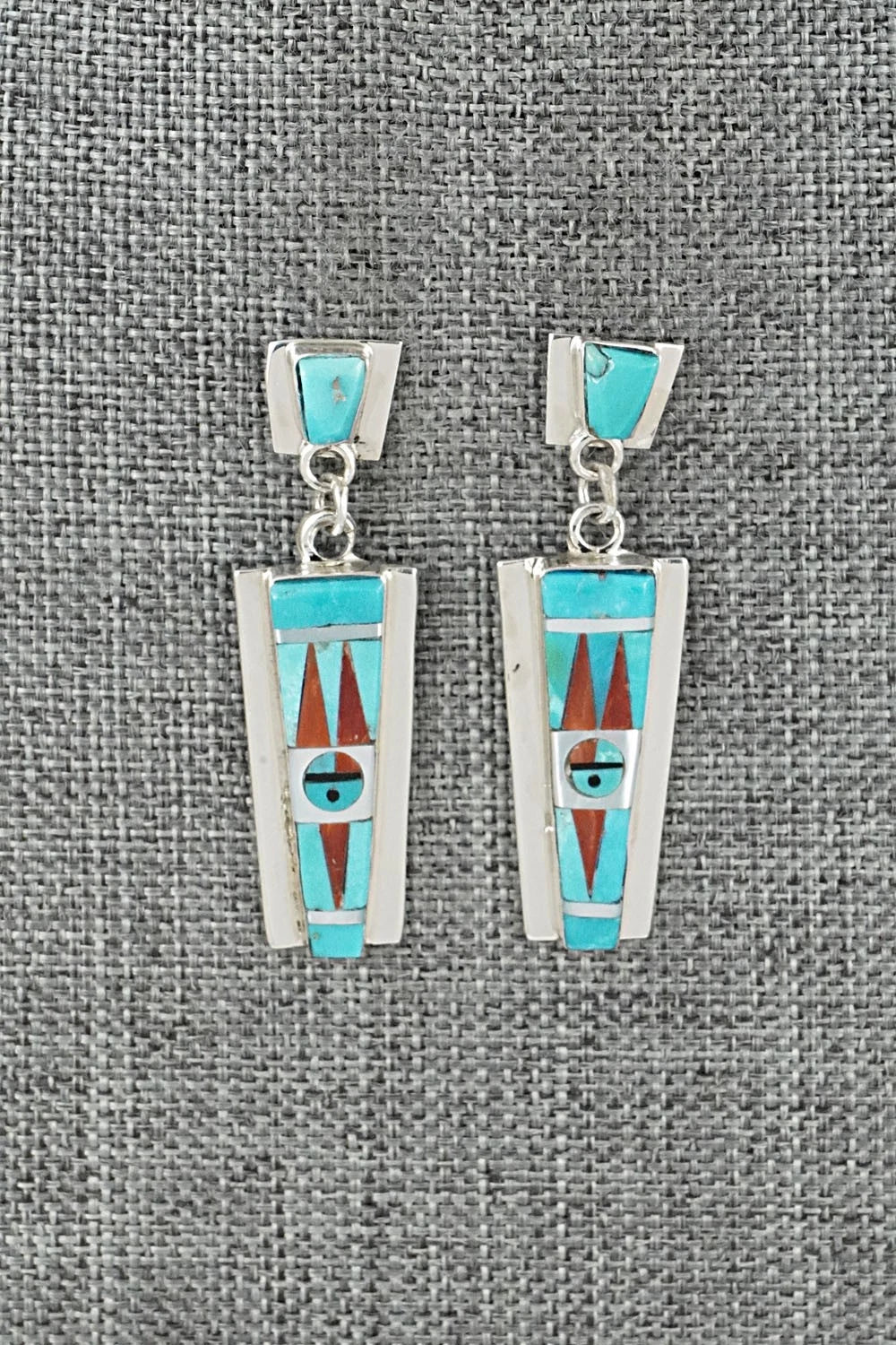 Multi-Stone & Sterling Silver Inlay Earrings - Rayland Edaakie