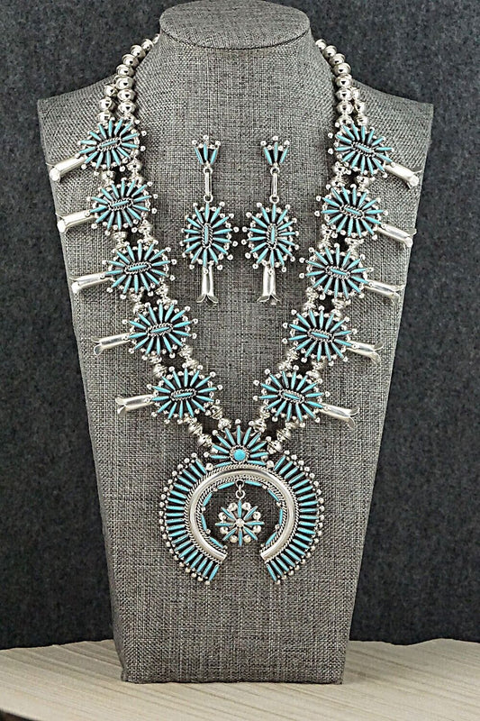 Turquoise & Sterling Silver Squash Blossom Set - Lance & Cordelia Waatsa
