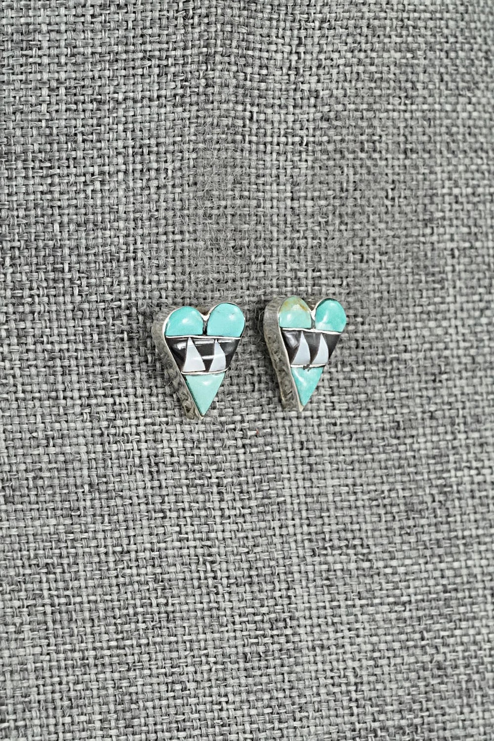 Turquoise, Onyx & Sterling Silver Earrings - Carol Vacit