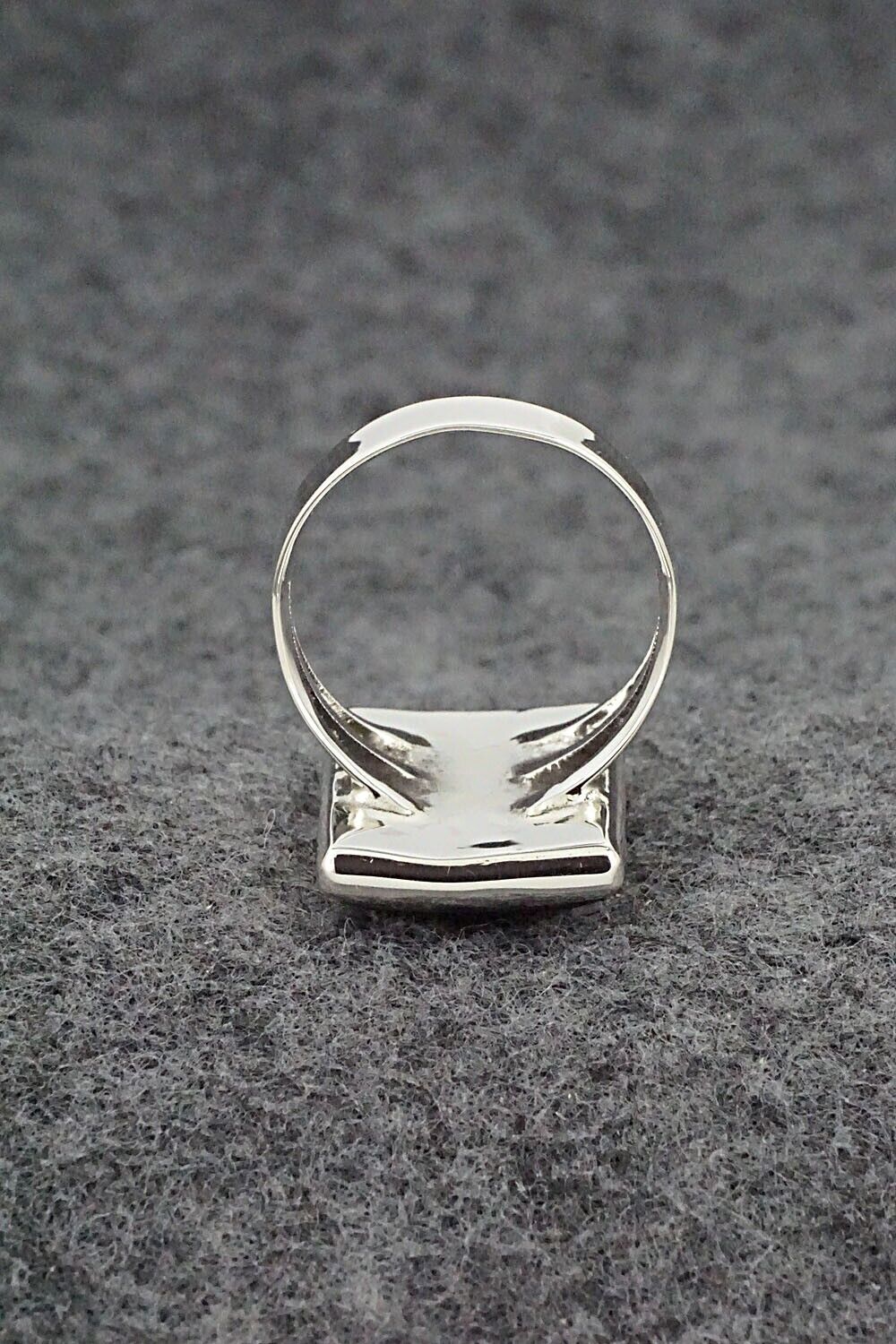 Turquoise, Onyx & Sterling Silver Ring - Harlan Coonsis - Size 8.75