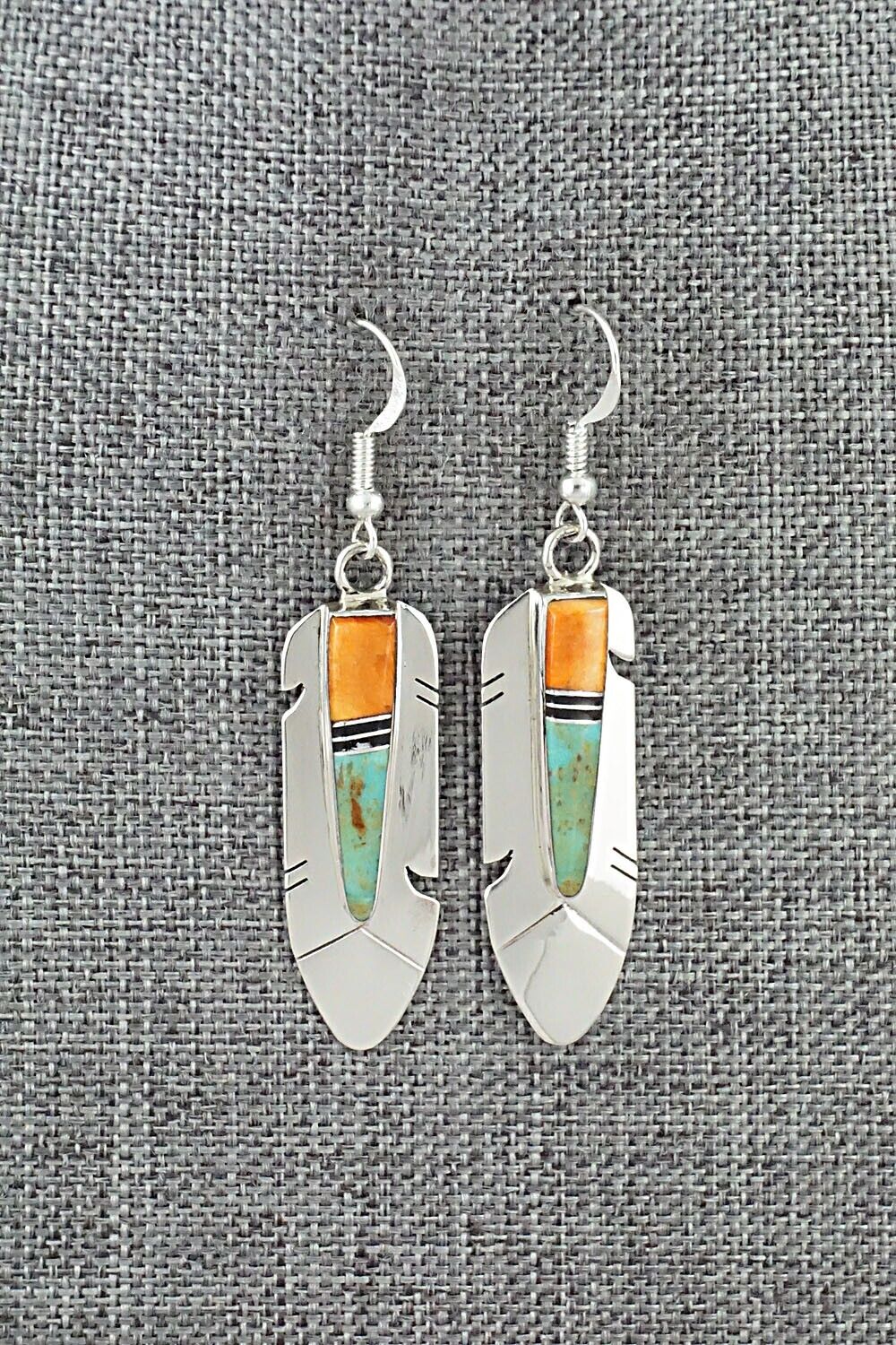 Multi-Stone & Sterling Silver Inlay Earrings - Marilyn Yazzie