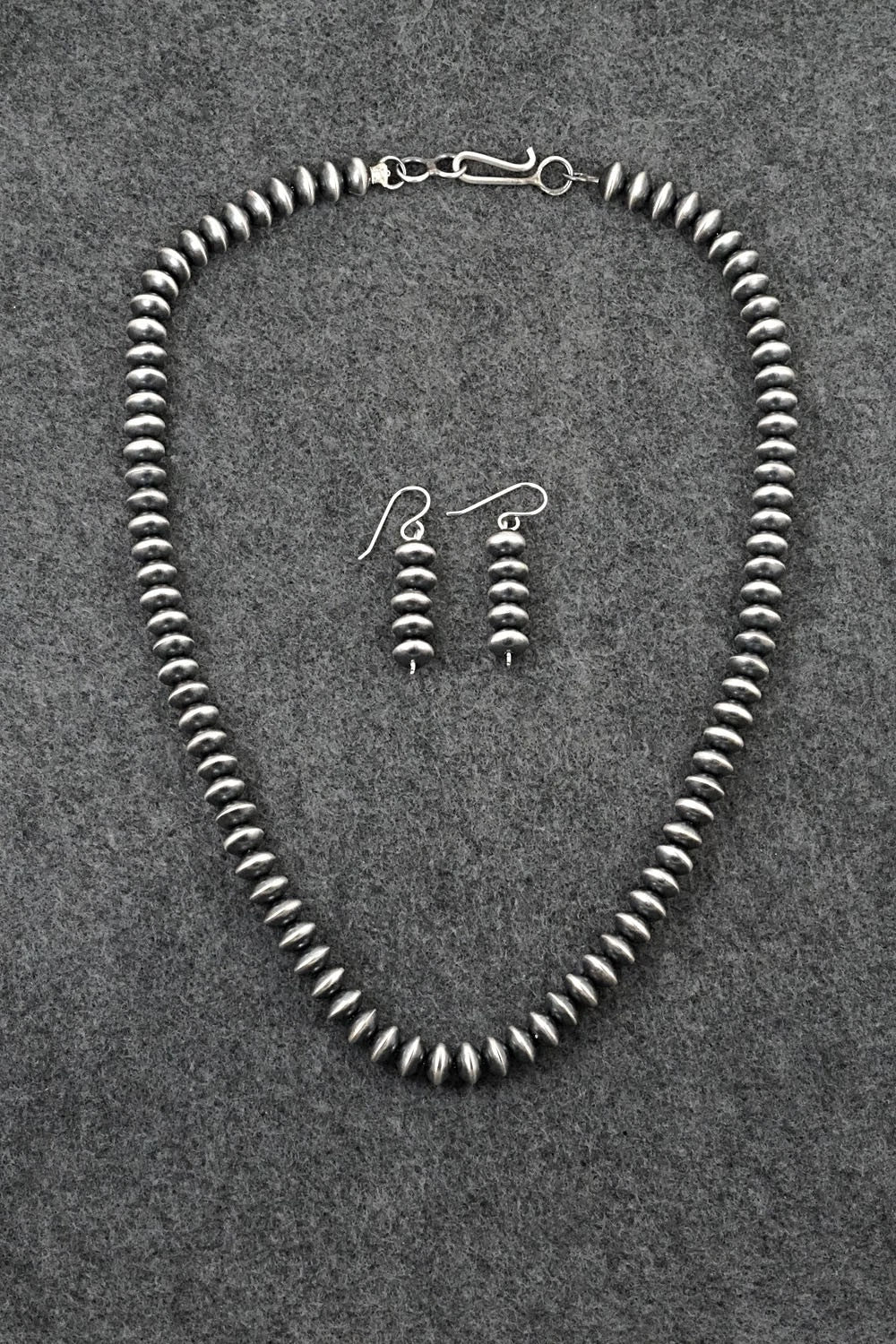 Sterling Silver Navajo Pearl Necklace & Earrings Set - Crystal Haley