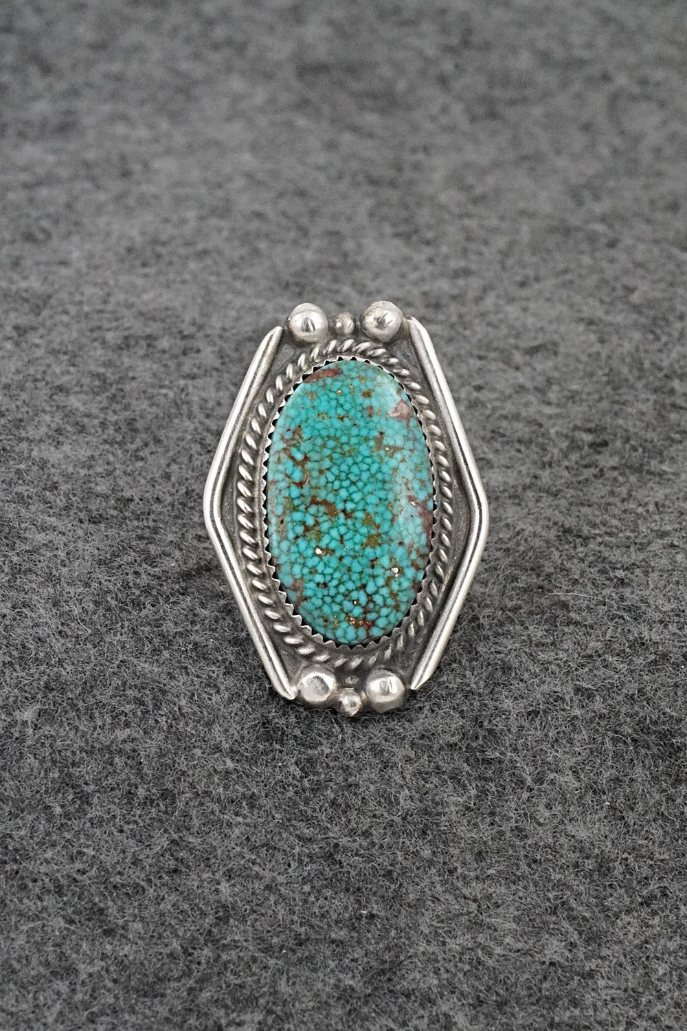 Turquoise & Sterling Silver Ring - Leslie Nez - Size 6.75