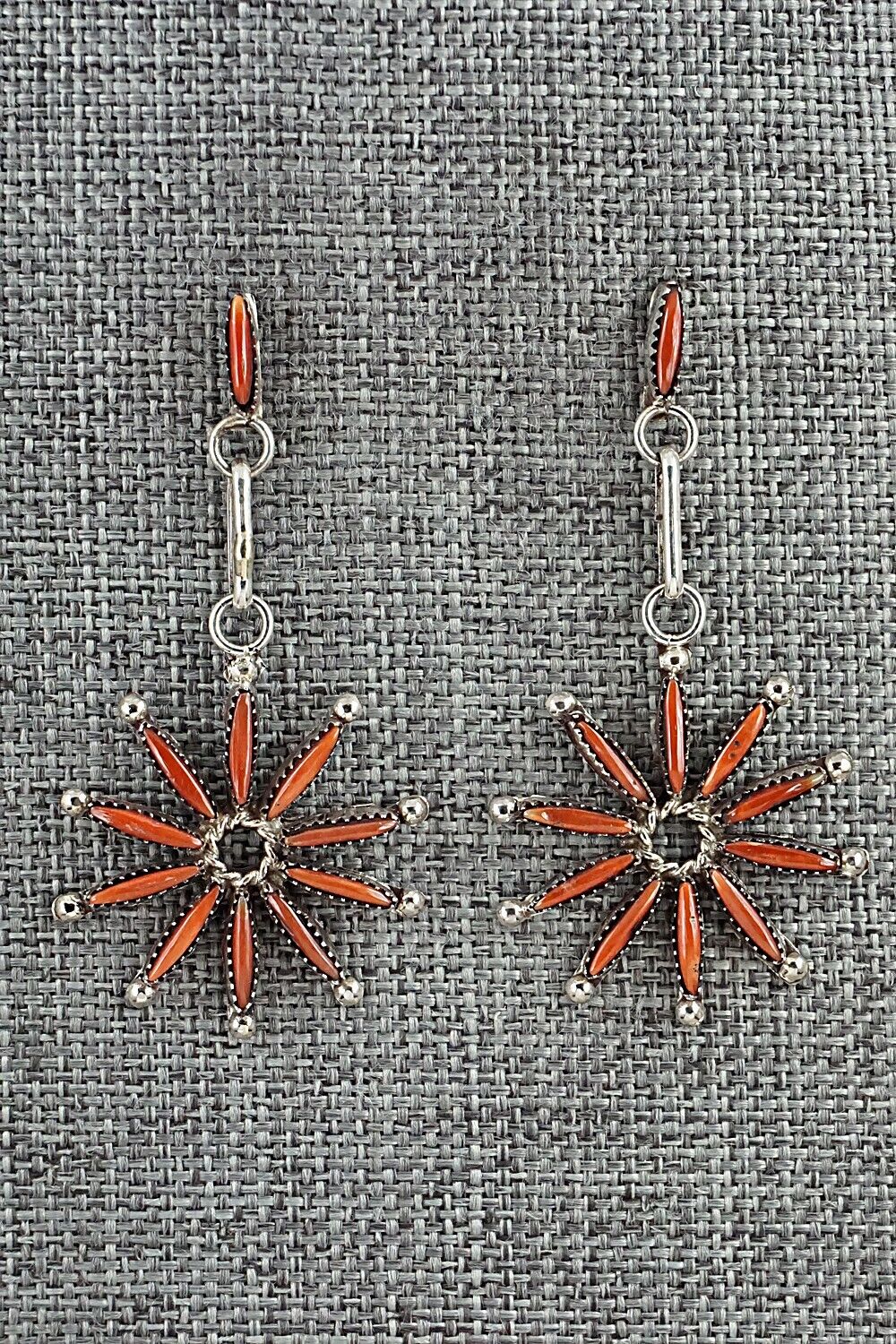 Coral & Sterling Silver Earrings - Yvette Kaamasee