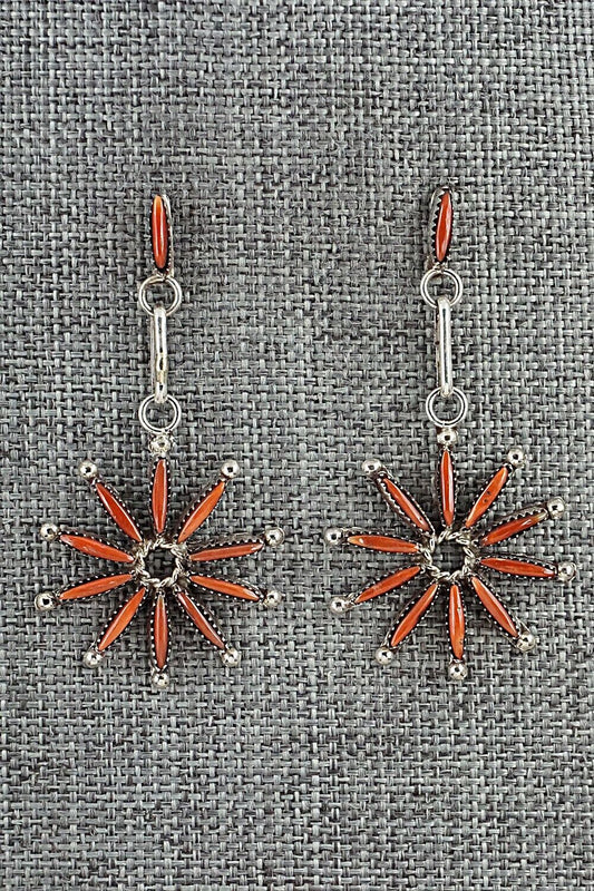 Coral & Sterling Silver Earrings - Yvette Kaamasee
