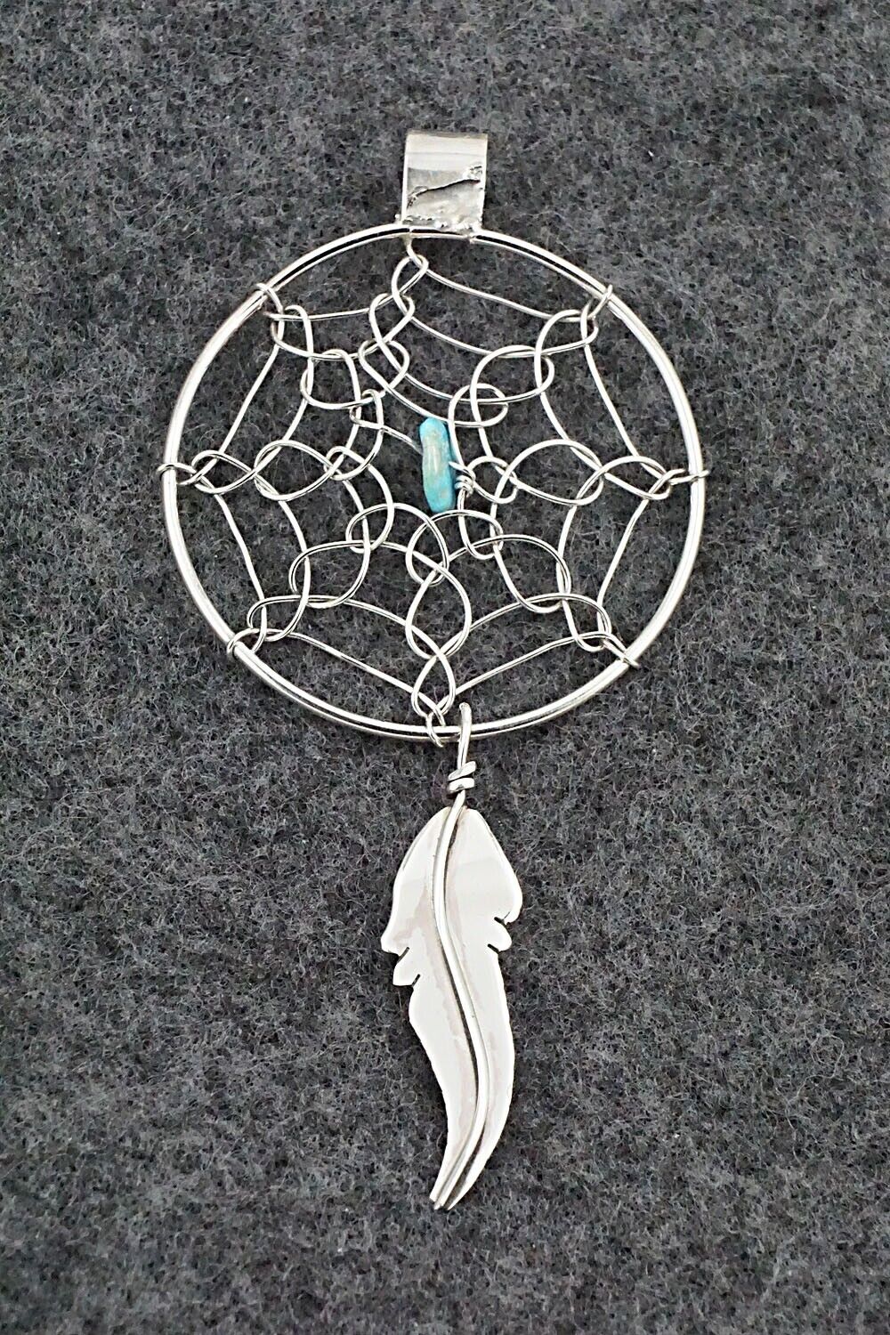 Turquoise and Sterling Silver Pendant - Lorenzo Arviso