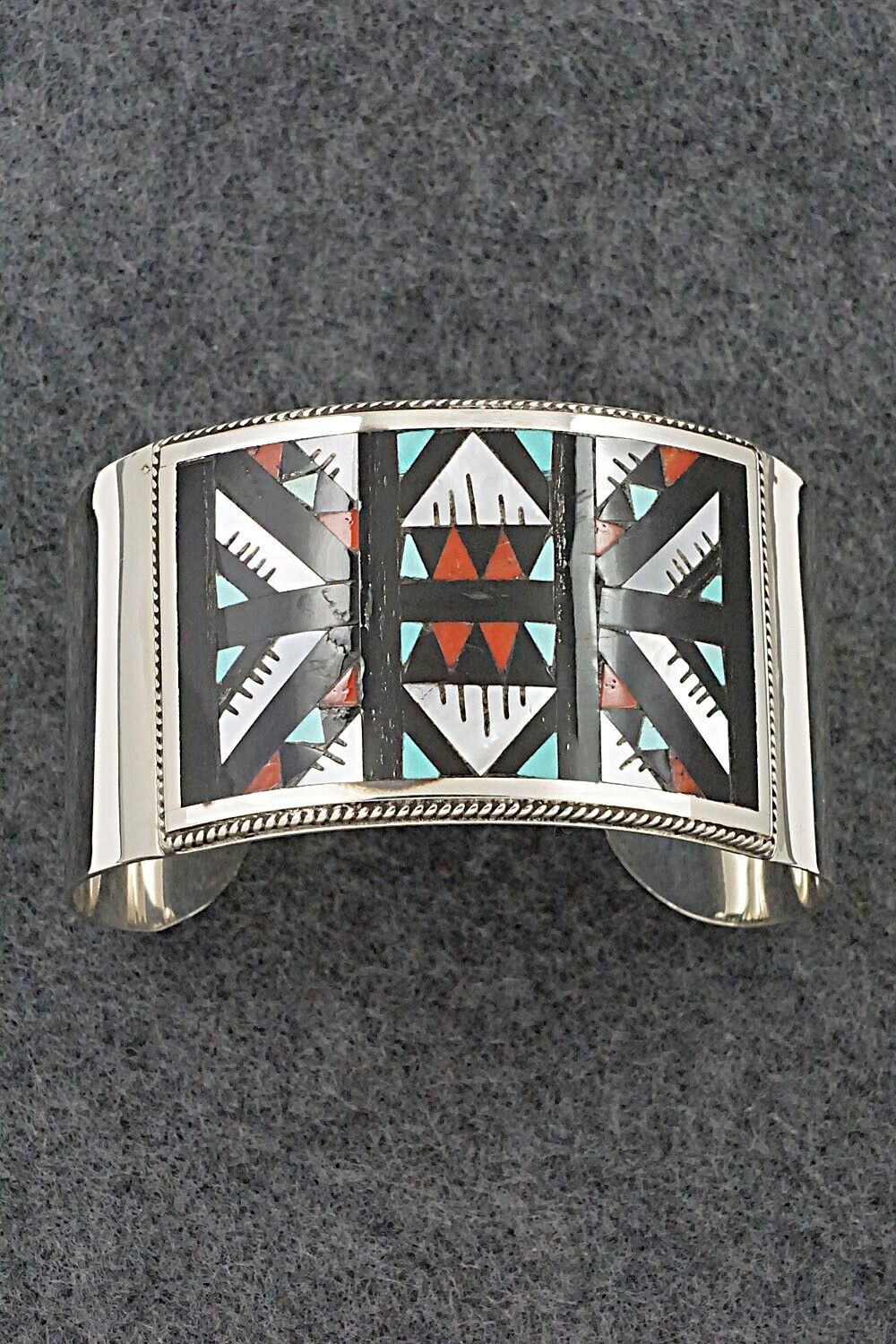 Multi-Stone & Sterling Silver Inlay Bracelet - Leander Othole