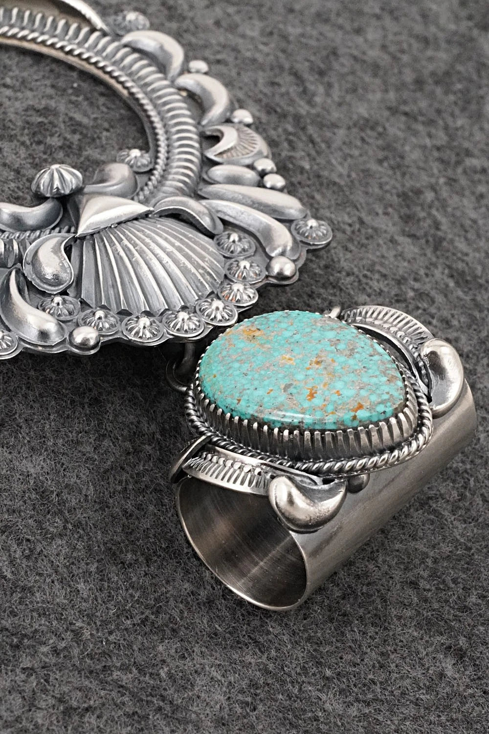 Turquoise & Sterling Silver Naja Pendant - Delbert Gordon
