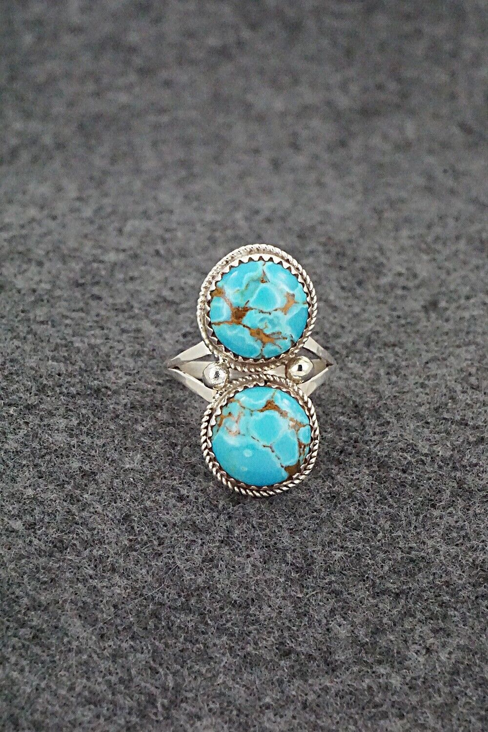 Turquoise & Sterling Silver Ring - Ernest Hawthorne - Size 7.5