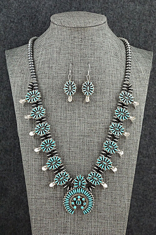 Turquoise & Sterling Silver Squash Blossom Set - Lorena Peina