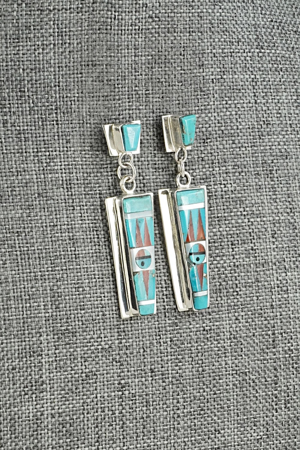 Multi-Stone & Sterling Silver Inlay Earrings - Rayland Edaakie
