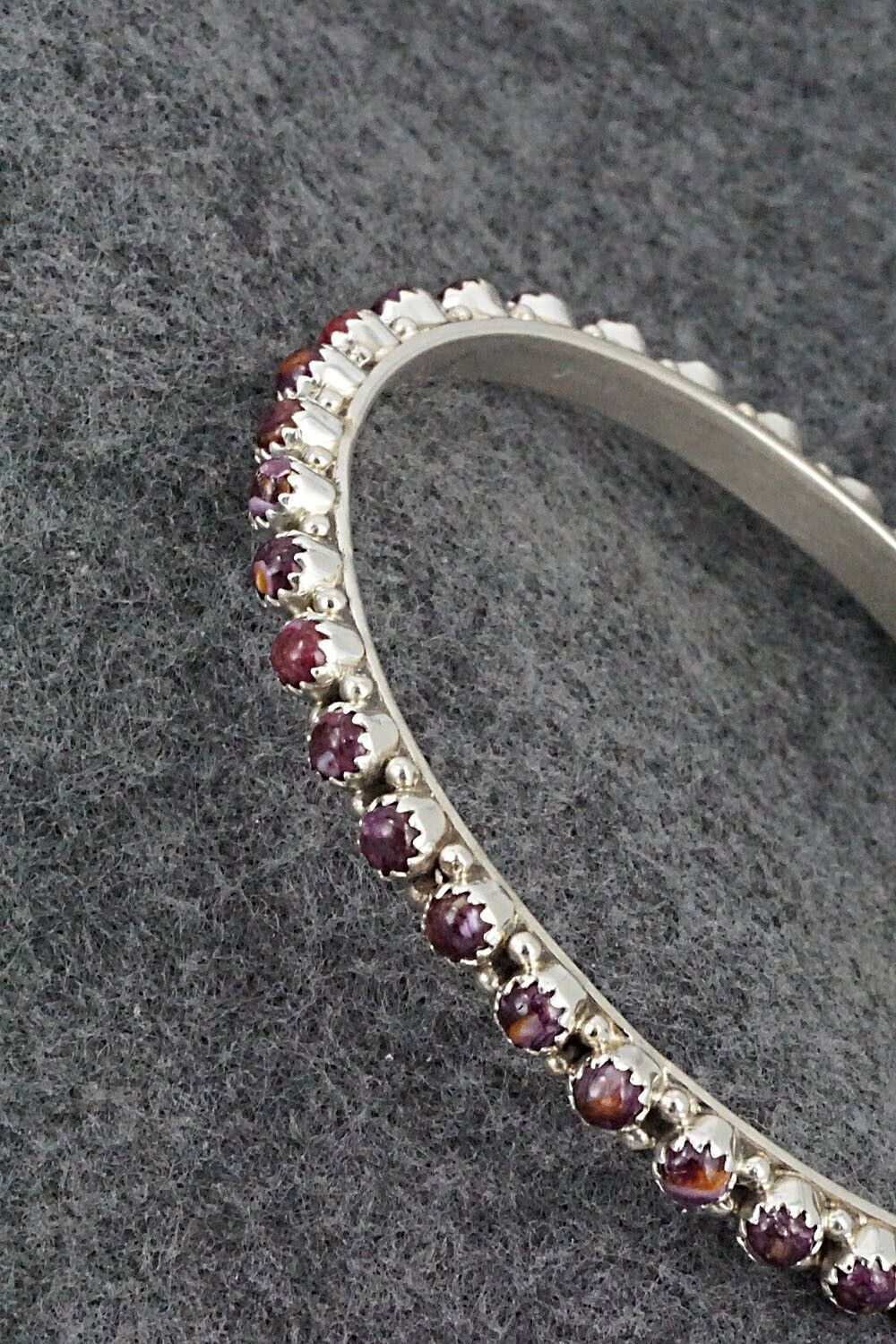 Spiny Oyster & Sterling Silver Bangle - Gaynell Parker