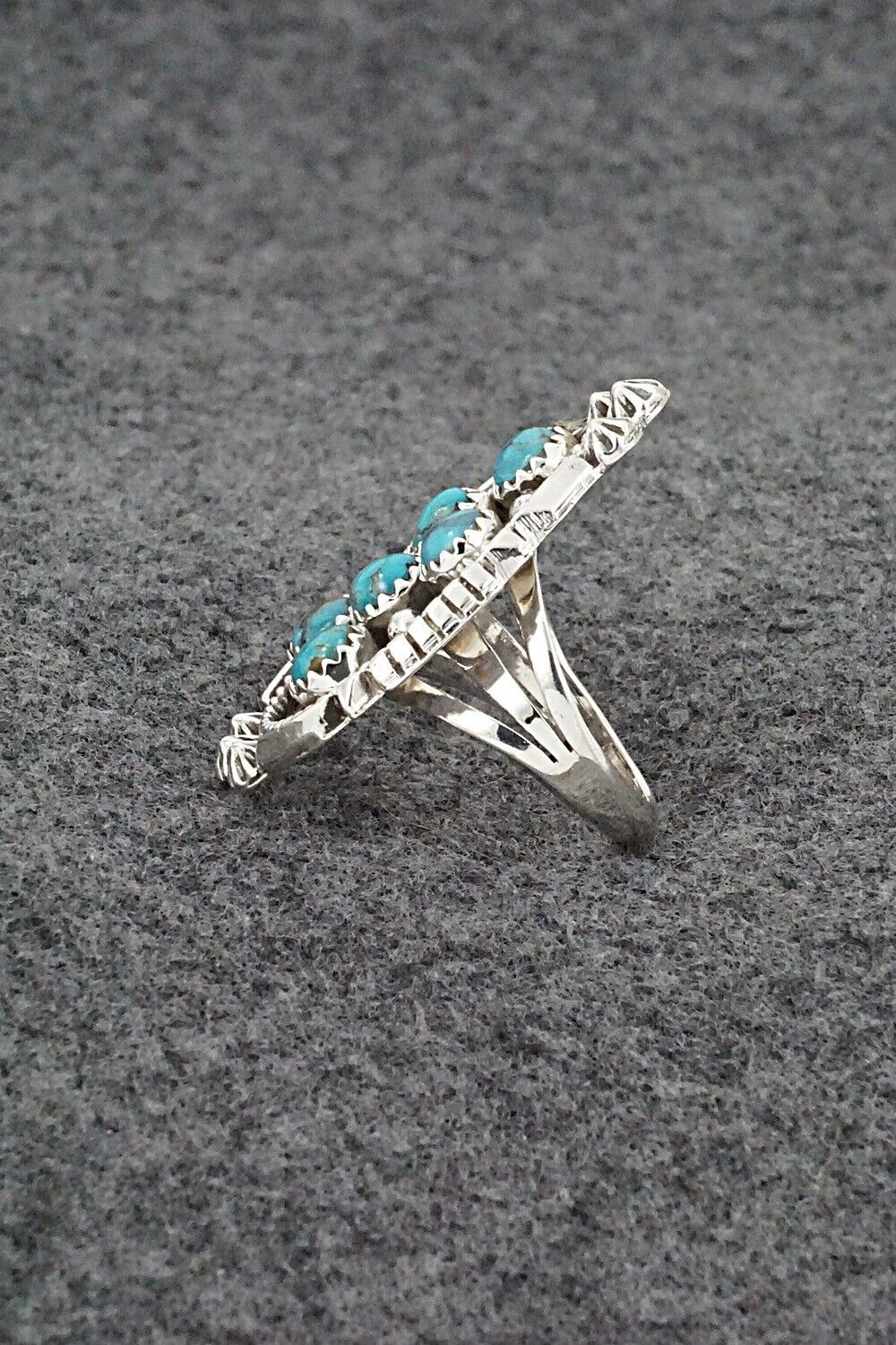 Turquoise & Sterling Silver Ring - Kenny Lonjose - Size 6.5