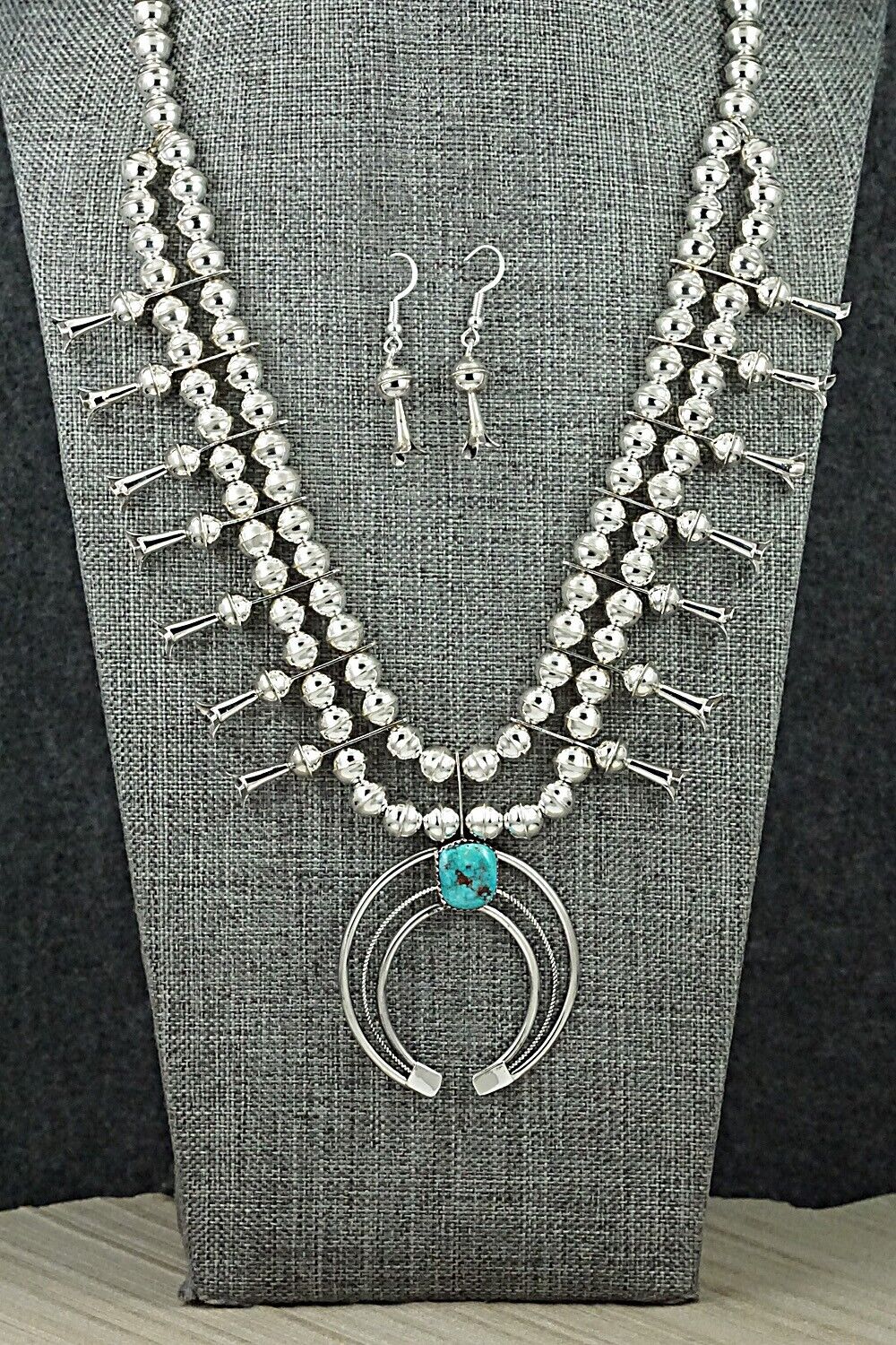 Turquoise & Sterling Silver Squash Blossom Set - Phil Garcia