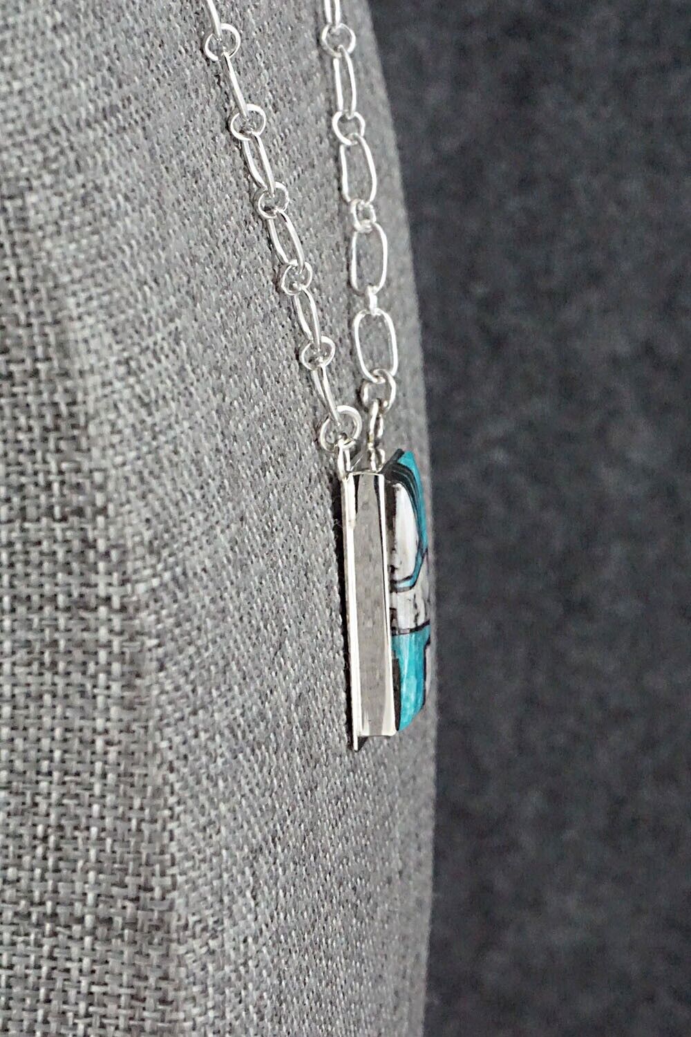 White Buffalo, Turquoise & Sterling Silver Necklace - Michelle Willie