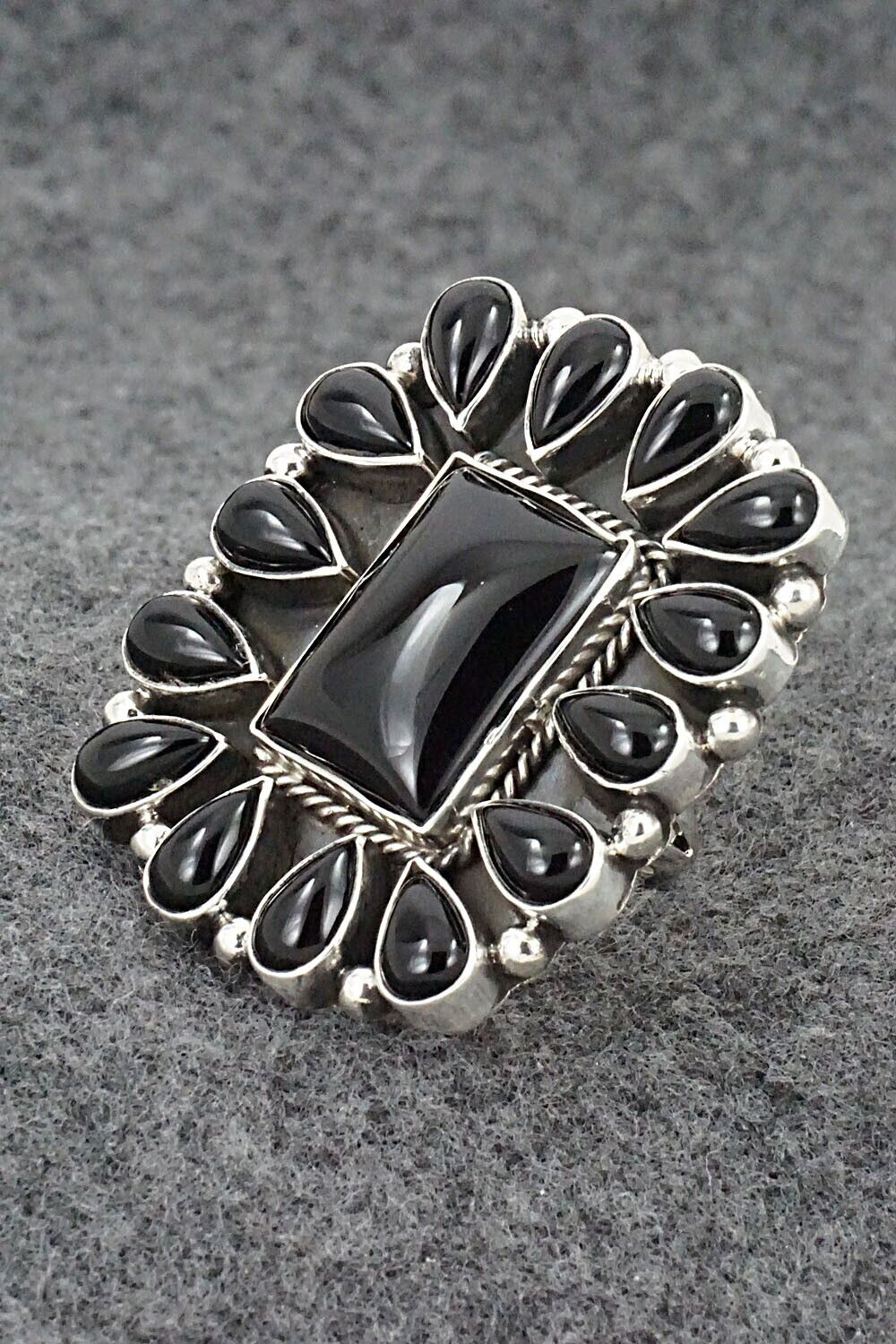 Onyx & Sterling Silver Ring - Verley Betone - Size 7.5