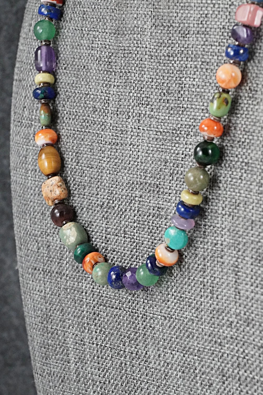Multi-Stone & Sterling Silver Necklace 18"- Helen Tsosie
