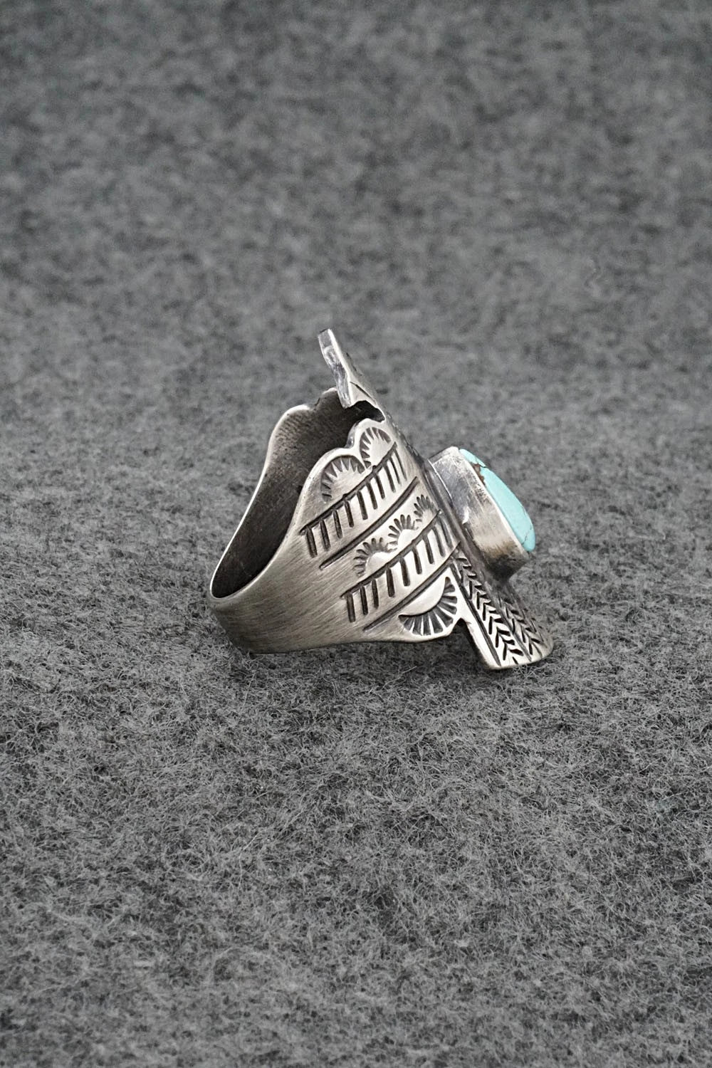 Turquoise and Sterling Silver Ring - Raymond Coriz - Size 8.5