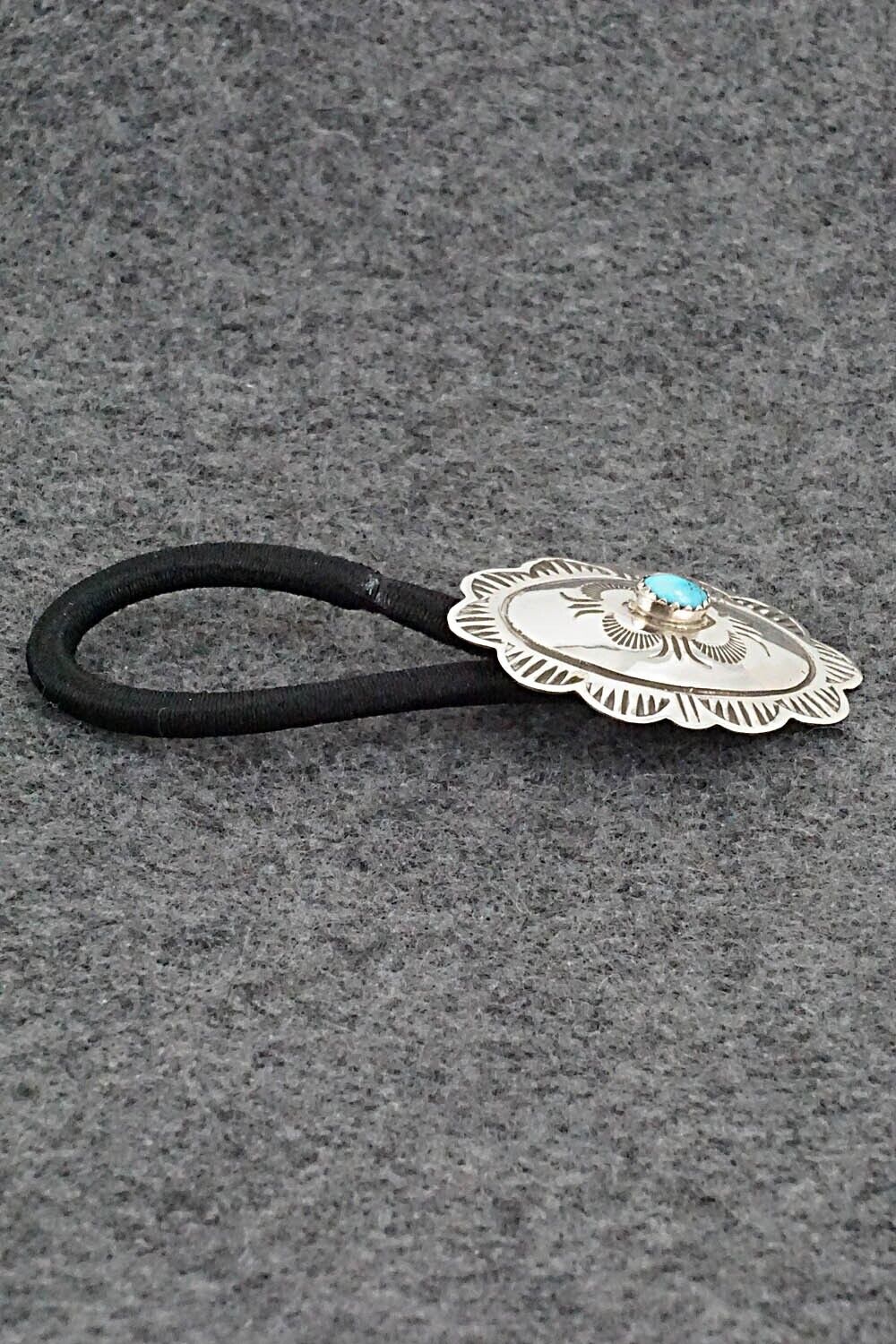 Turquoise & Sterling Silver Hair Tie - Bertha Begay