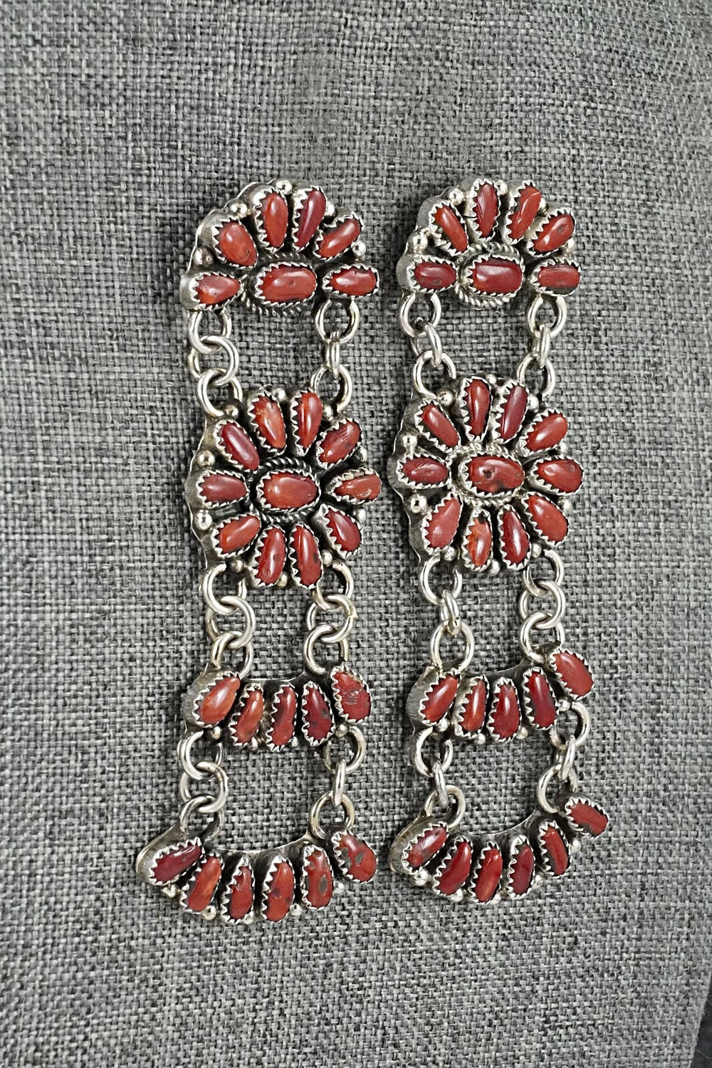 Coral & Sterling Silver Earrings - Justina Wilson